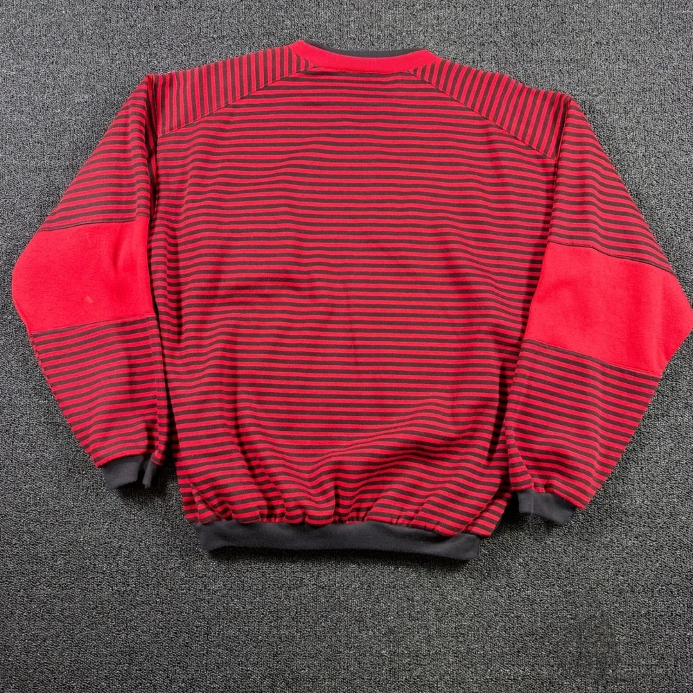 Vintage 80s Grand Banks Outfitters Retro Striped Crewneck Sweatshirt Mens XL Red